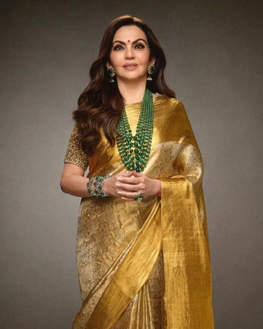 Nita Ambani Gold Banarasi Saree