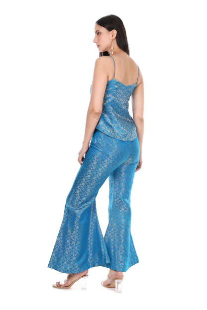 Premium Banarasi  Blue Designer One Piece