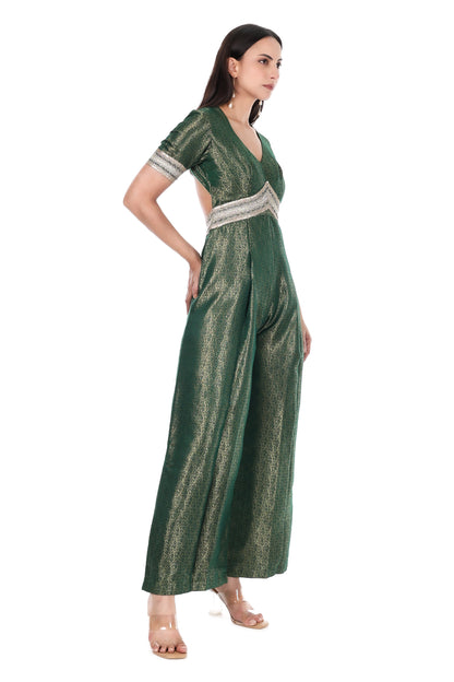 Premium Banarasi Green Designer Dress