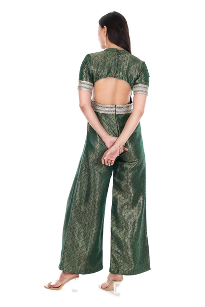 Premium Banarasi Green Designer Dress