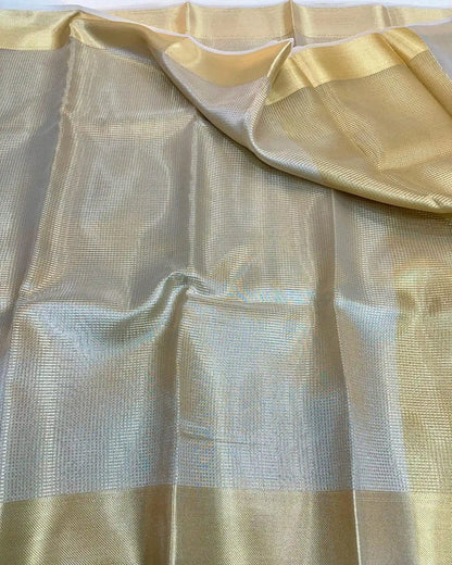 Nayantara Inspired Premium Gold Banarasi With Handwoven Saree