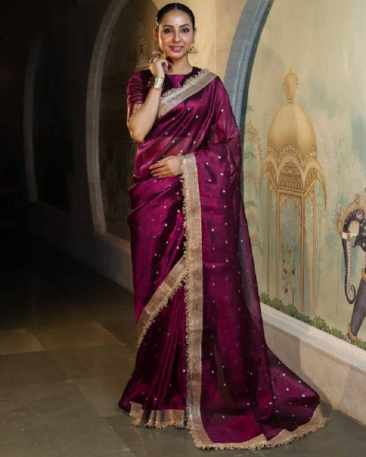 Magenta silk saree