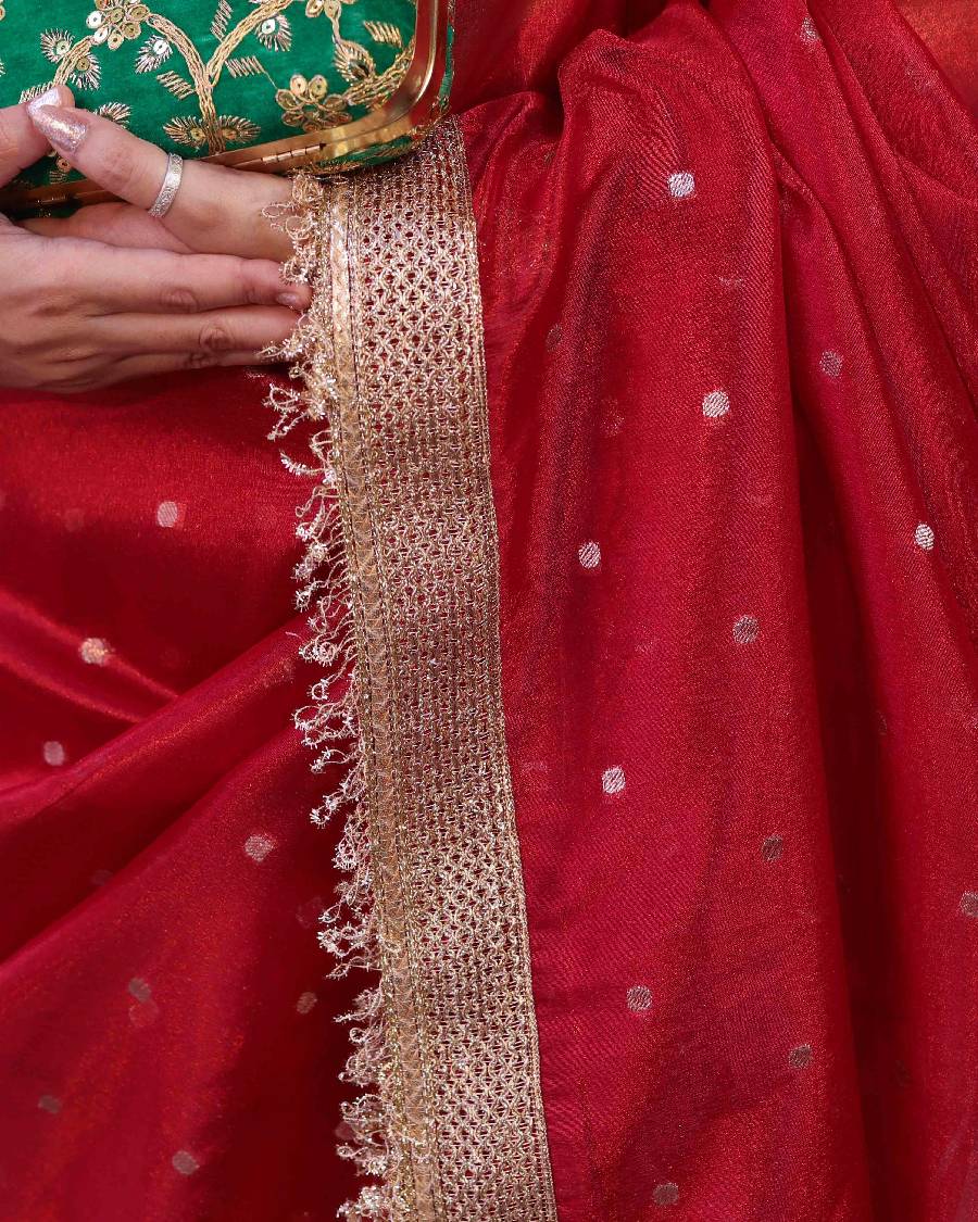 Red Banarasi Tissue Saree