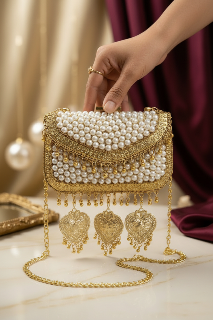 Premium Pearl Potli with Handcrafted Work