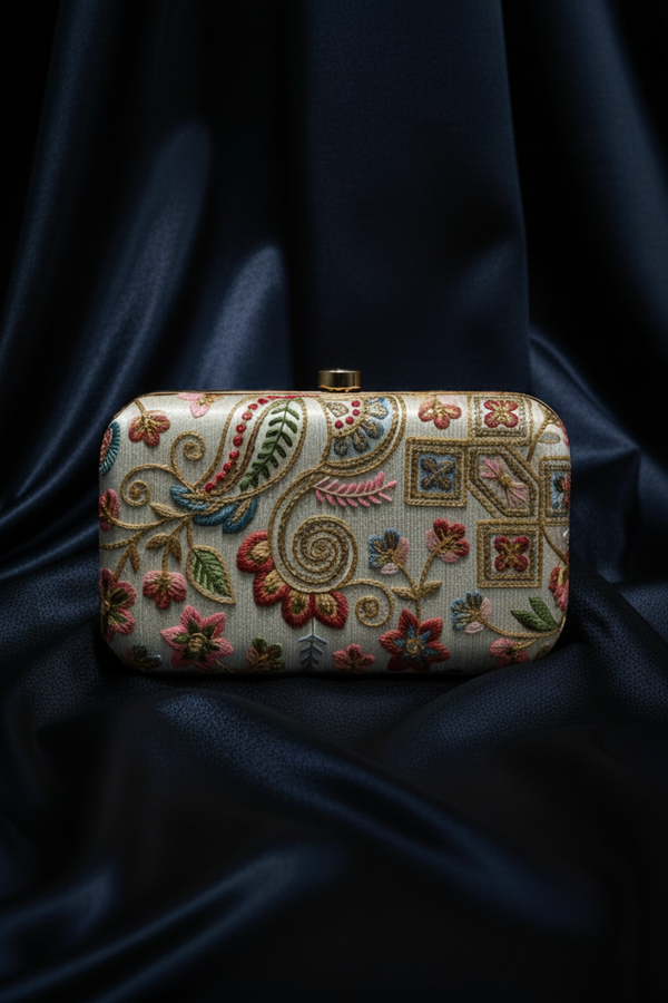Premium Banarasi Embroidered With Handcrafted Work Clutch bag