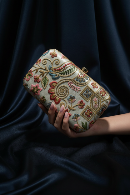 Premium Banarasi Embroidered With Handcrafted Work Clutch bag