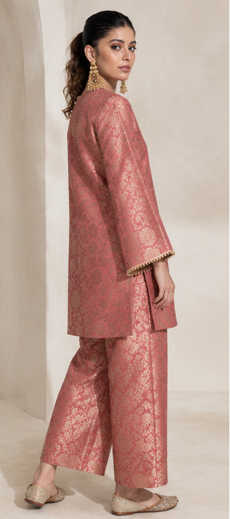 Premium Pink Banarasi Brocade Suit