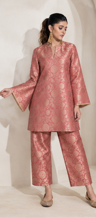 Premium Pink Banarasi Brocade Suit